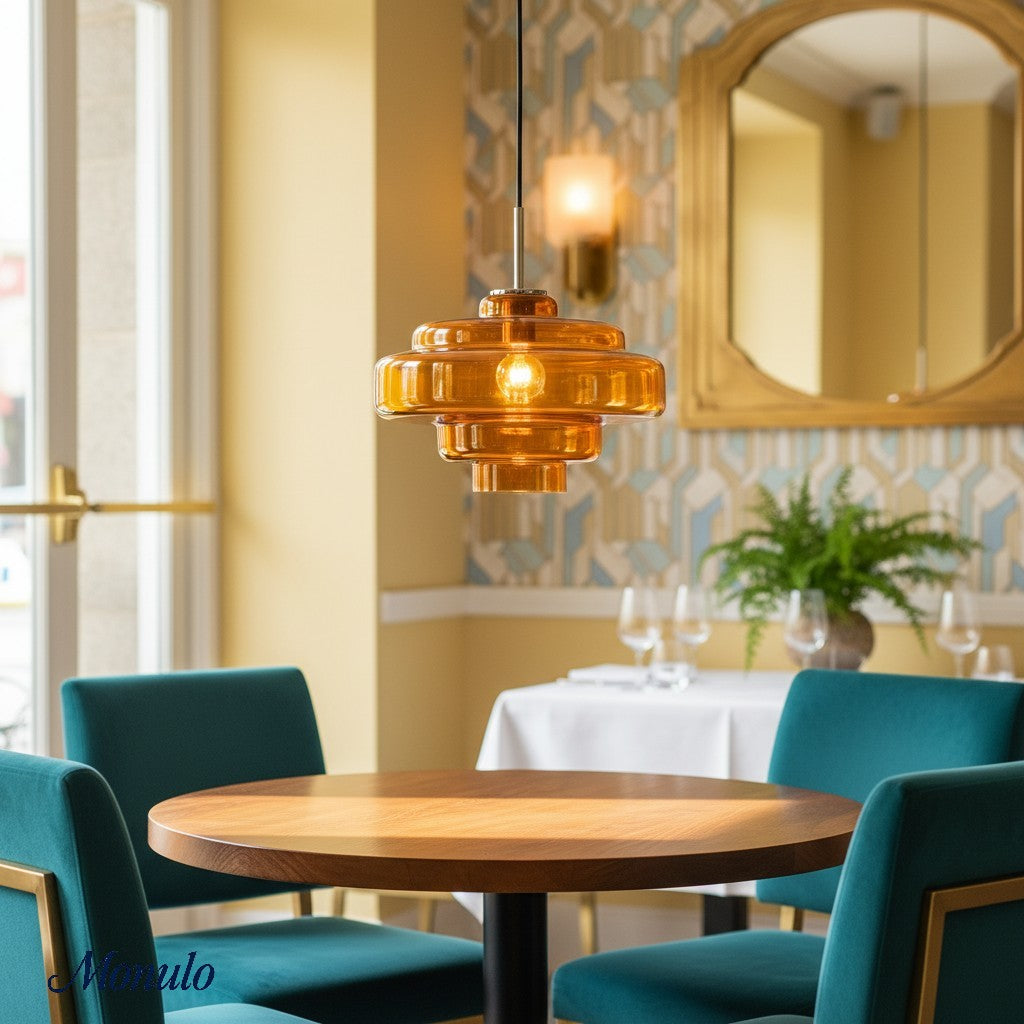 Koloro Colored Glass Shade Pendant Lamp – Adjustable Suspension Modern Interior Lighting Fixture