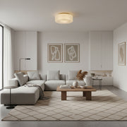 Pelviona Ribbed Glass Ceiling Light - Contemporary Minimalist Ceiling Fixture for Living Room or Dining Area