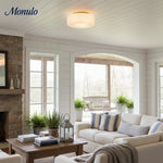 Load image into Gallery viewer, Pelviona Ribbed Glass Ceiling Light - Contemporary Minimalist Ceiling Fixture for Living Room or Dining Area
