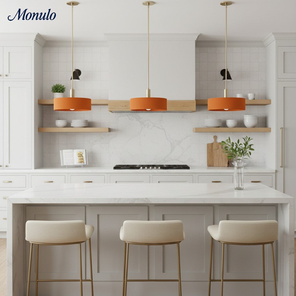 Suspension contemporaine minimaliste et élégante Cerova – Abat-jour en porcelaine ivoire pour îlot de cuisine et chambre 