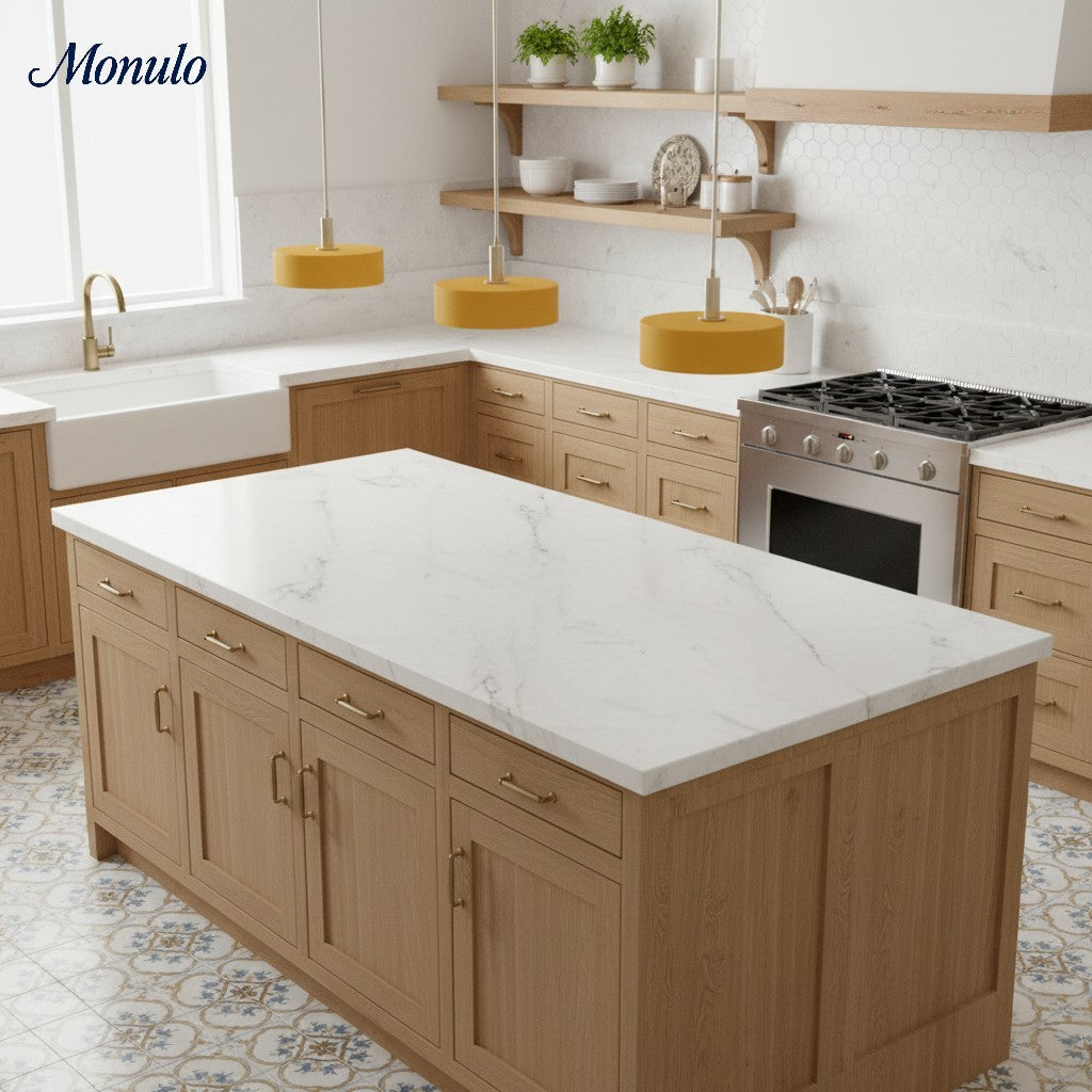 Suspension contemporaine minimaliste et élégante Cerova – Abat-jour en porcelaine ivoire pour îlot de cuisine et chambre 