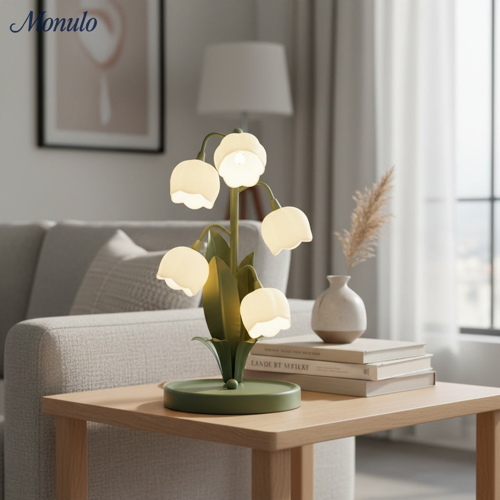 Verdoma Bell Orchid Elegant Table Lamp with Artistic Shade for Bedroom