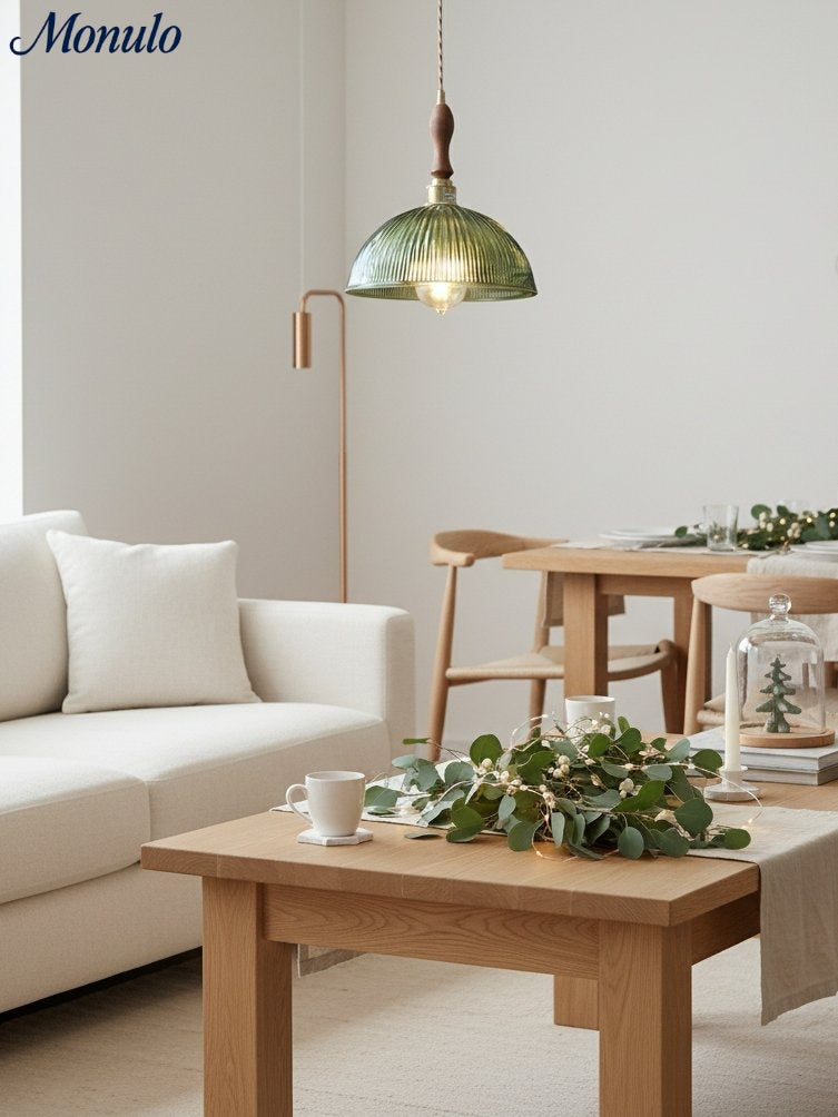 Verdoma Mid Century Modern Textured Glass Hanging Lamp - Vintage Style for Dining Room