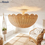 Load image into Gallery viewer, Olvara Scalloped Rattan Bubble Flush Mount Ceiling Lamp – Boho Anders Style Ceiling Light for Bedroom