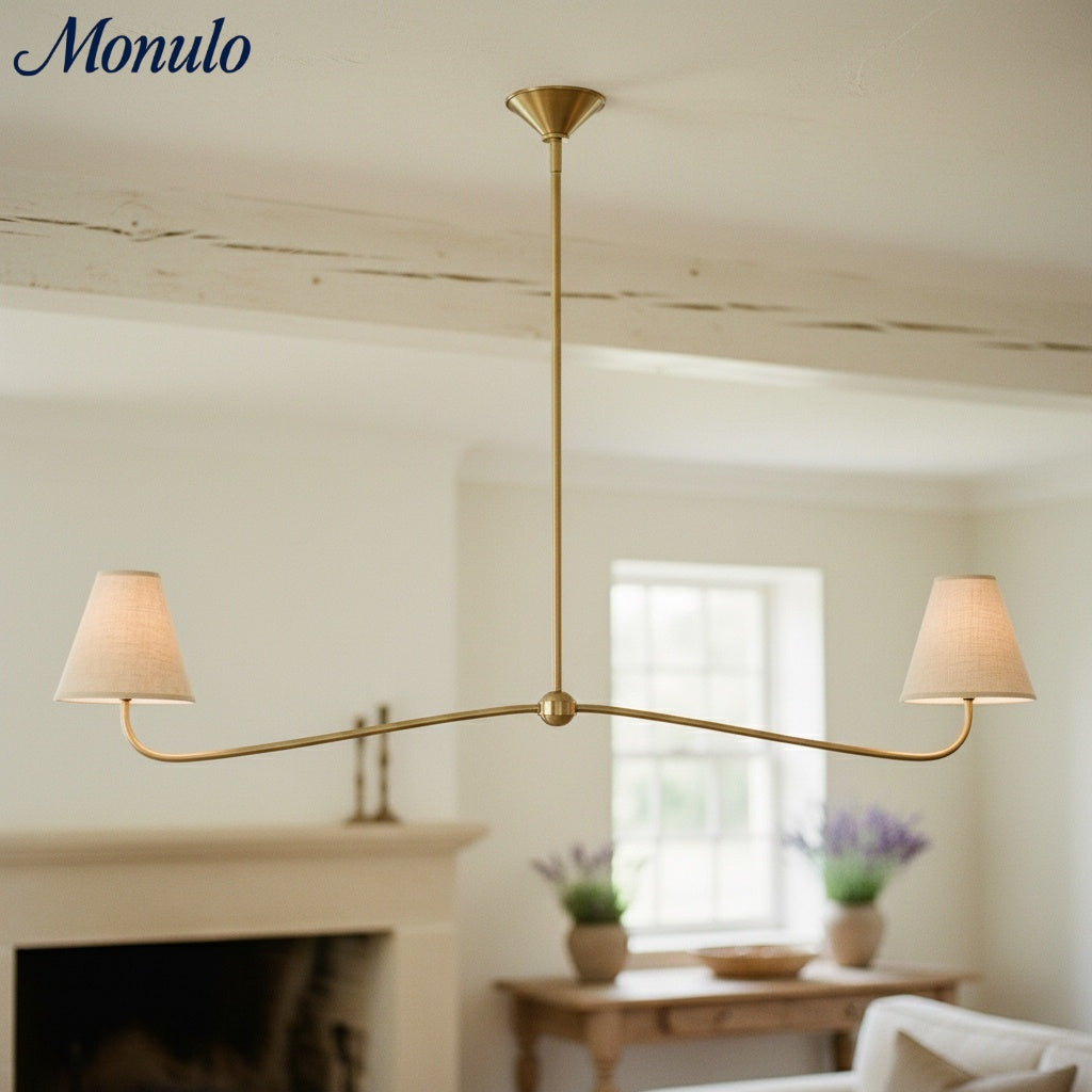 Fibura Linear Stoff Kronleuchter - Moderner Simone Linear 2-flammiger Messing Kronleuchter