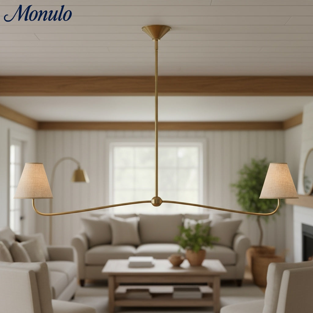 Fibura Linear Stoff Kronleuchter - Moderner Simone Linear 2-flammiger Messing Kronleuchter