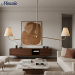 Bild in Gallery-Viewer laden, Fibura Linear Stoff Kronleuchter - Moderner Simone Linear 2-flammiger Messing Kronleuchter