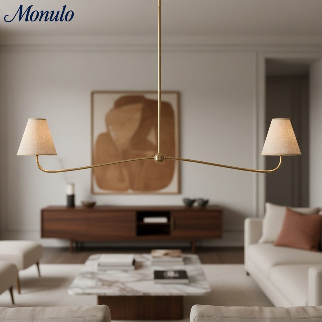 Fibura Linear Stoff Kronleuchter - Moderner Simone Linear 2-flammiger Messing Kronleuchter