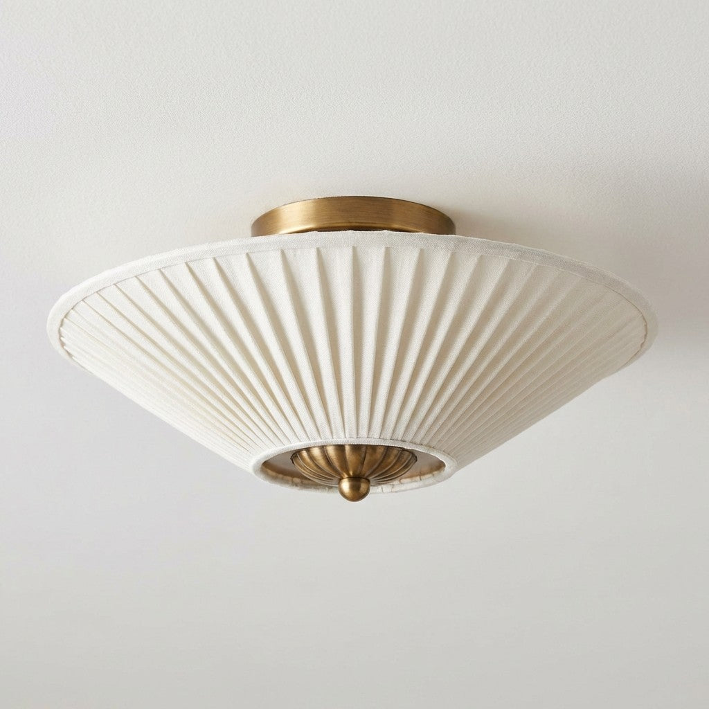 Lámpara de techo semiempotrada Elumina Silk con pantalla metálica y tela – Ideal para salones y dormitorios