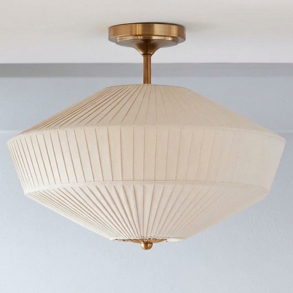 Lámpara de techo semiempotrada Elumina Silk con pantalla metálica y tela – Ideal para salones y dormitorios