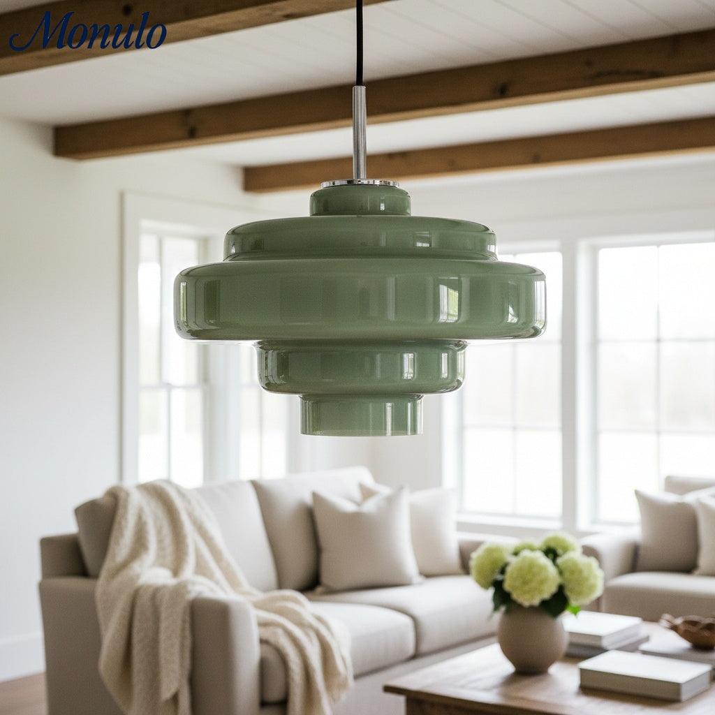 Koloro Colored Glass Shade Pendant Lamp – Adjustable Suspension Modern Interior Lighting Fixture