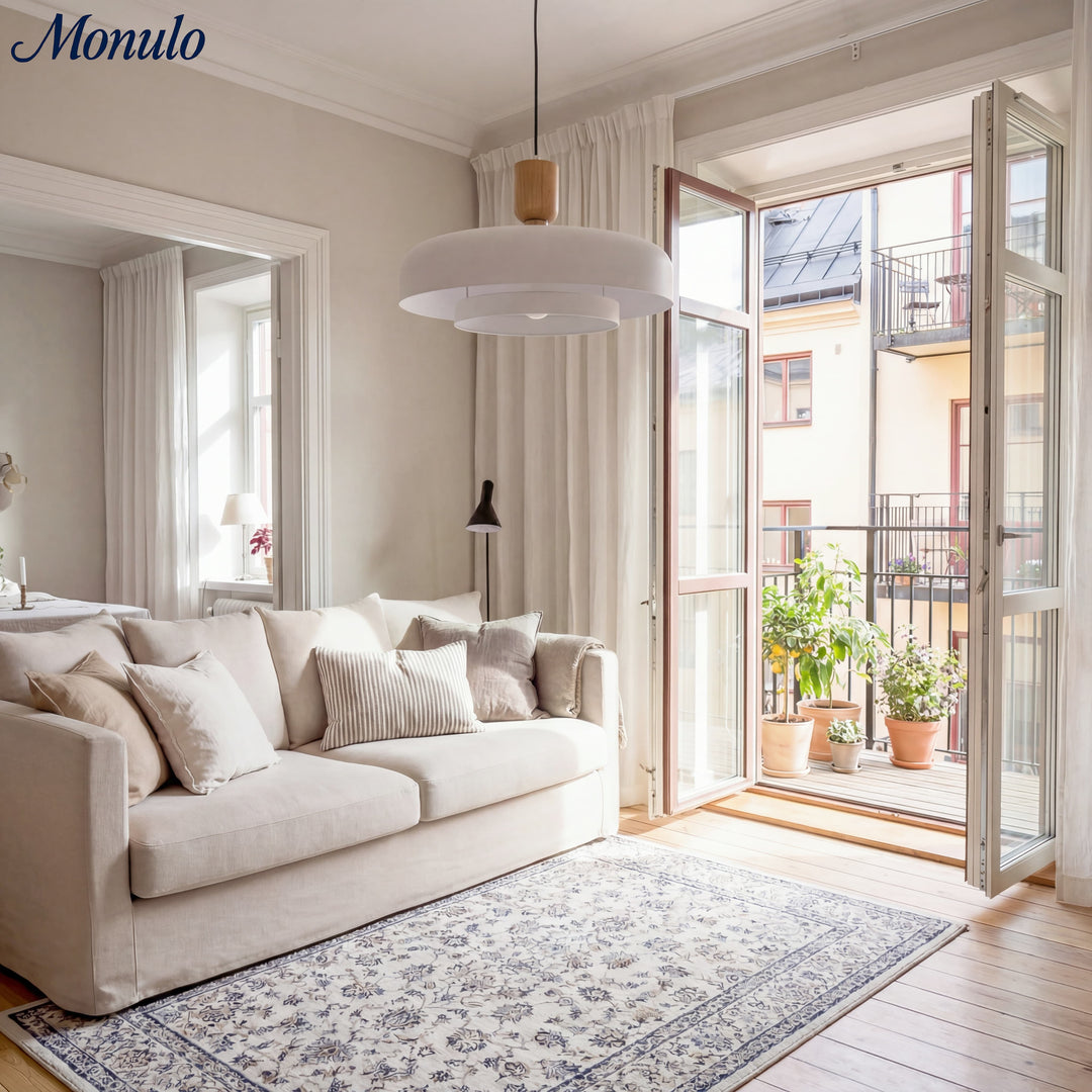 Lámpara colgante moderna minimalista de acabado en madera en capas Oribela para islas y vestíbulos