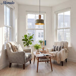 Cargar imagen en el visor de la Galería, Lámpara colgante moderna minimalista de acabado en madera en capas Oribela para islas y vestíbulos