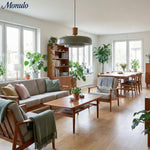 Cargar imagen en el visor de la Galería, Lámpara colgante moderna minimalista de acabado en madera en capas Oribela para islas y vestíbulos