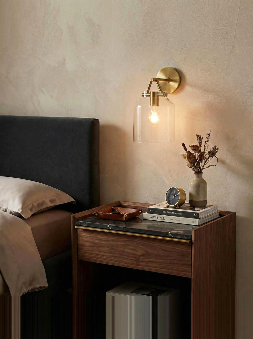 Applique murale minimaliste Hanton – Applique en verre lait vintage avec accent en métal