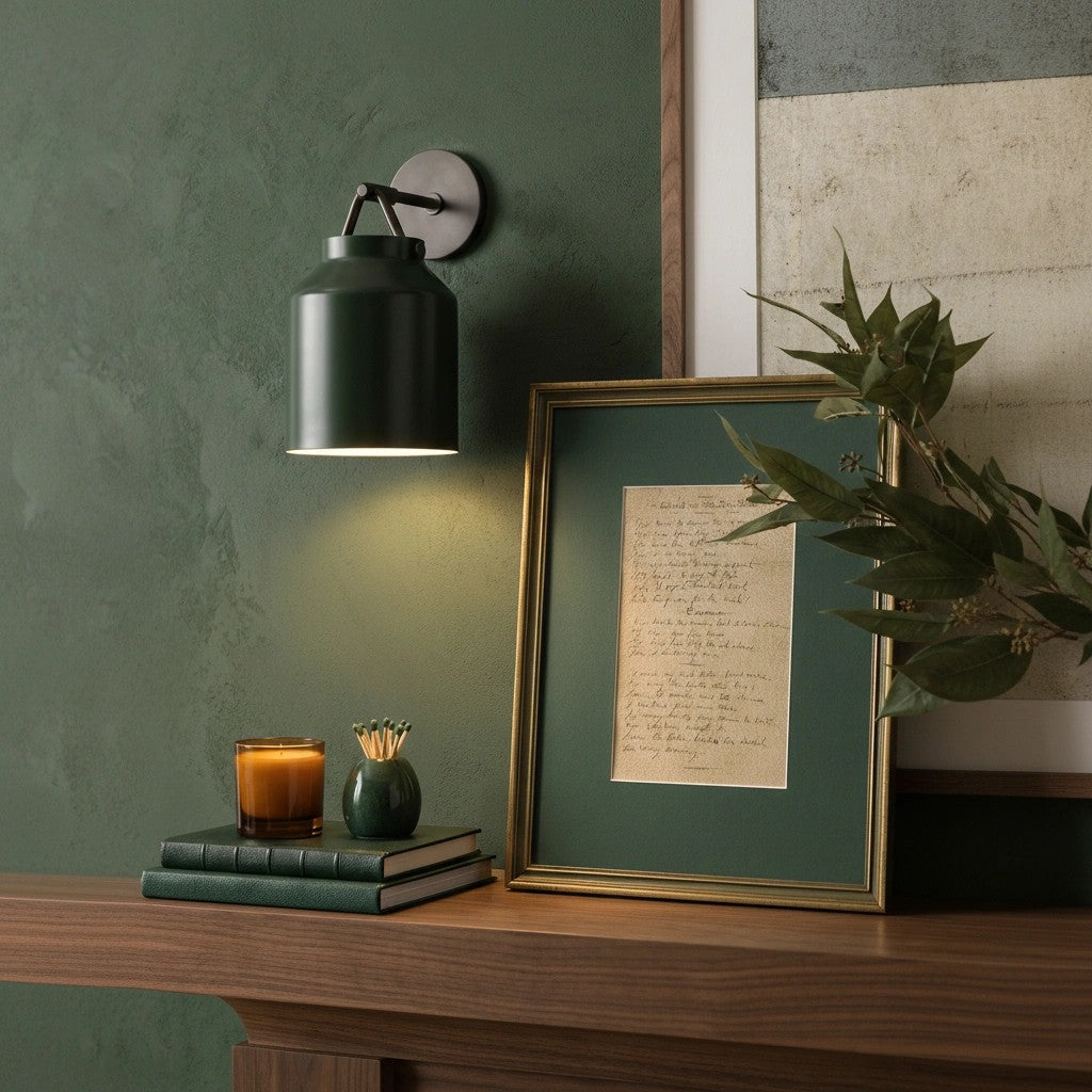 Applique murale minimaliste Hanton – Applique en verre lait vintage avec accent en métal