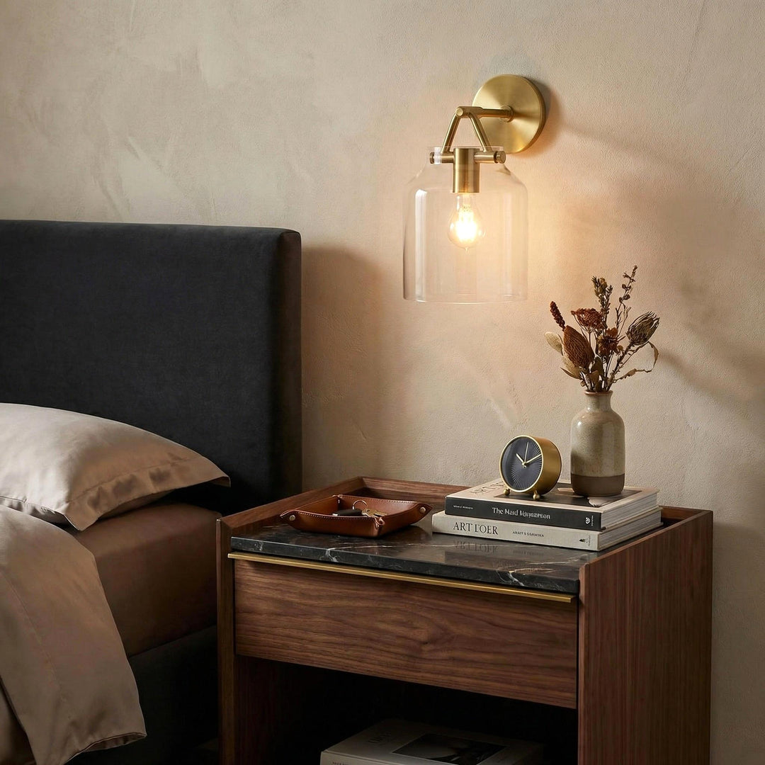 Applique murale minimaliste Hanton – Applique en verre lait vintage avec accent en métal