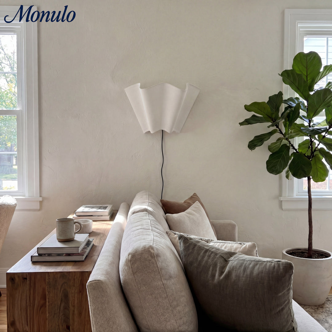 Oslan Scalloped Wall Sconce - Classic Linen Shade Modern Accent