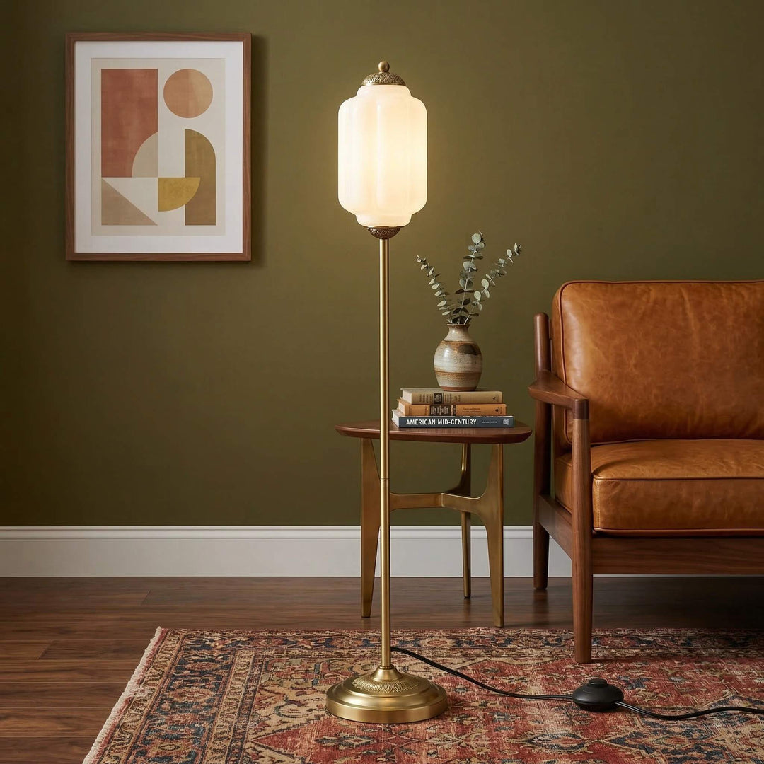 Eloise Textured Glass Pumpkin-Inspired Floor Lamp - Organic Artistry and Retro Style for Living Rooms