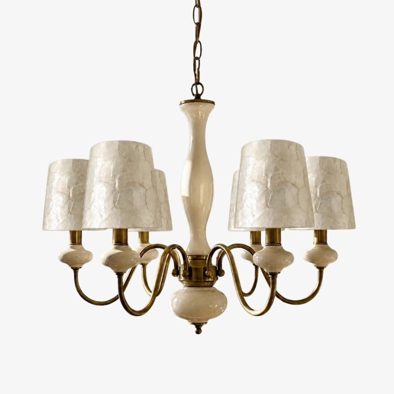 Shell Texture Retro Coastal Chandelier for Dining Room Decor
