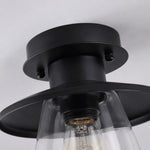 Load image into Gallery viewer, black outdoor flush mount glass light detail