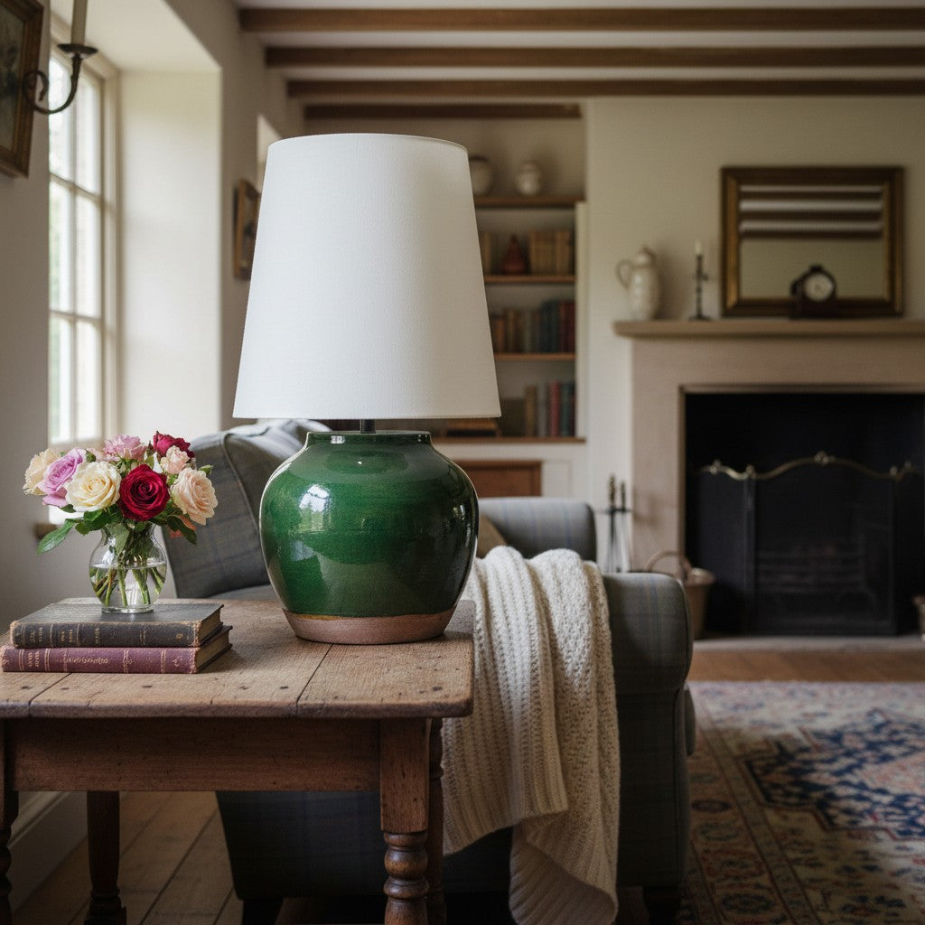 Ceruna Moderne Keramik-Nachttischlampe mit Lampenschirm aus Leinenstoff – Elegante Beleuchtung für Schlafzimmer und Wohnzimmer