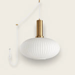 Charger l'image dans la visionneuse de galerie, White Model C ribbed glass plug-in pendant light