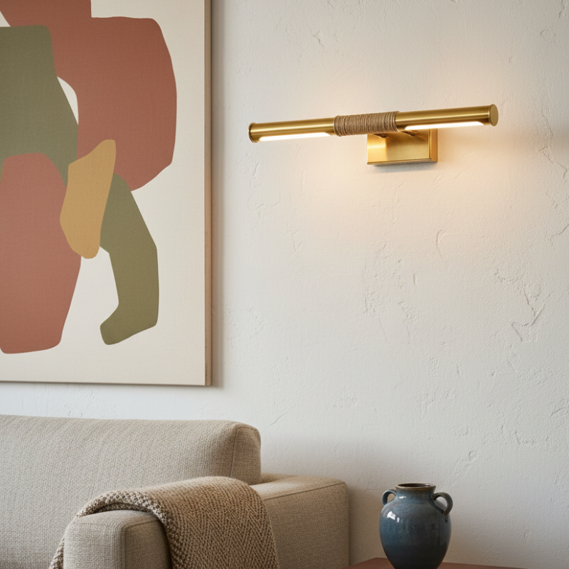 Aurix Bilderleuchte – Schlankes, mittig umwickeltes Stabdesign Metalloberfläche Wandleuchte für Galerie & Flur