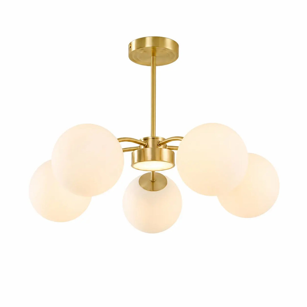 Standard gold 5-light milk glass chandelier