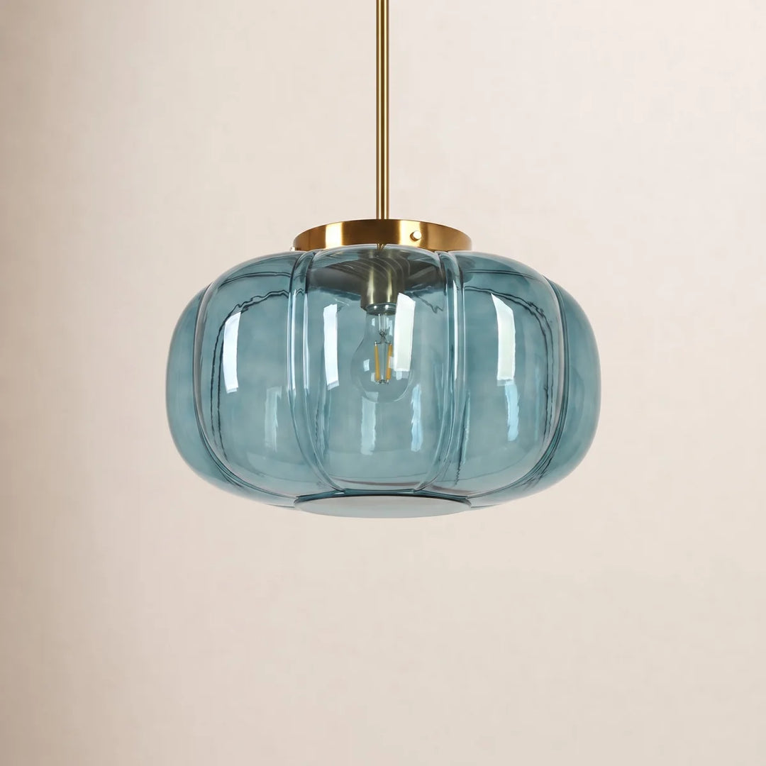 Ribbed Glass Single-Light Dome Pendant Light