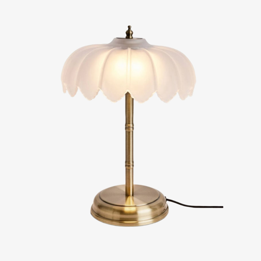 Lampe de Table Élégante Aridia – Base Métallique Élégante et Abat-Jour en Verre pour Espaces Contemporains