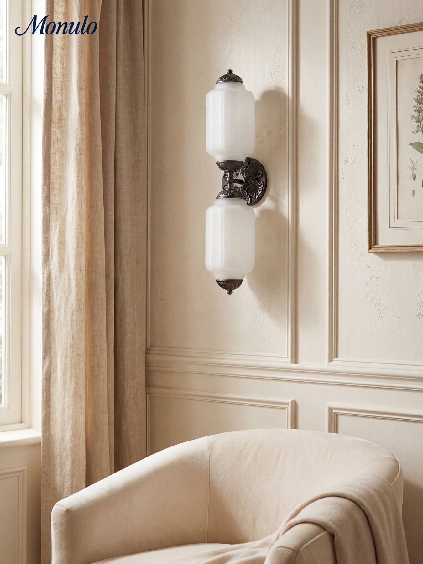 American Vintage Glas Laterne Geformt Horizontal Eloise Wandlampe