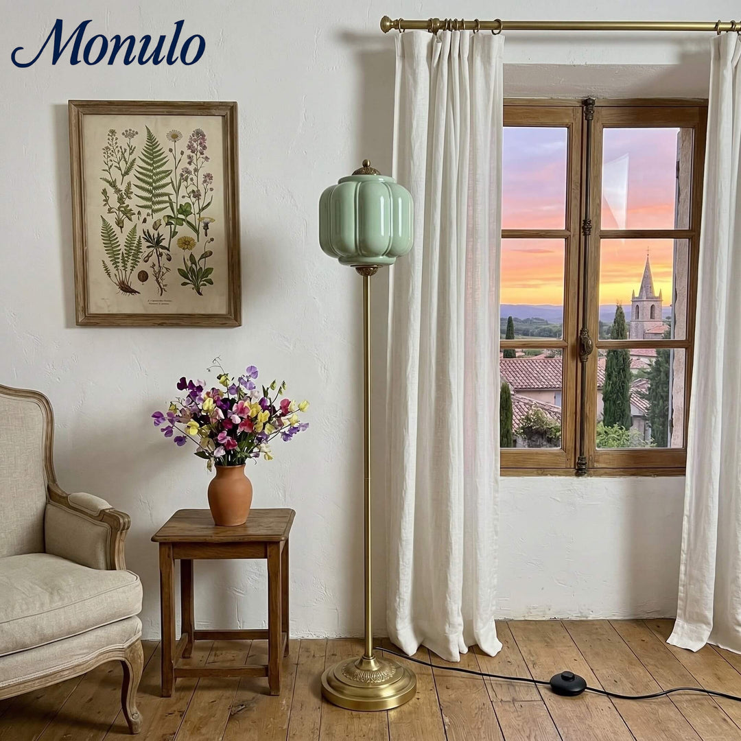 Eloise Decorative Glass Pumpkin Floor Lamp - Retro Organic Style for Living Rooms