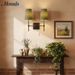 Load image into Gallery viewer, Rowan Elegant White-Linen Shade Wall Lamp – Retro Metal Wall Light for Bedroom &amp; Hallway