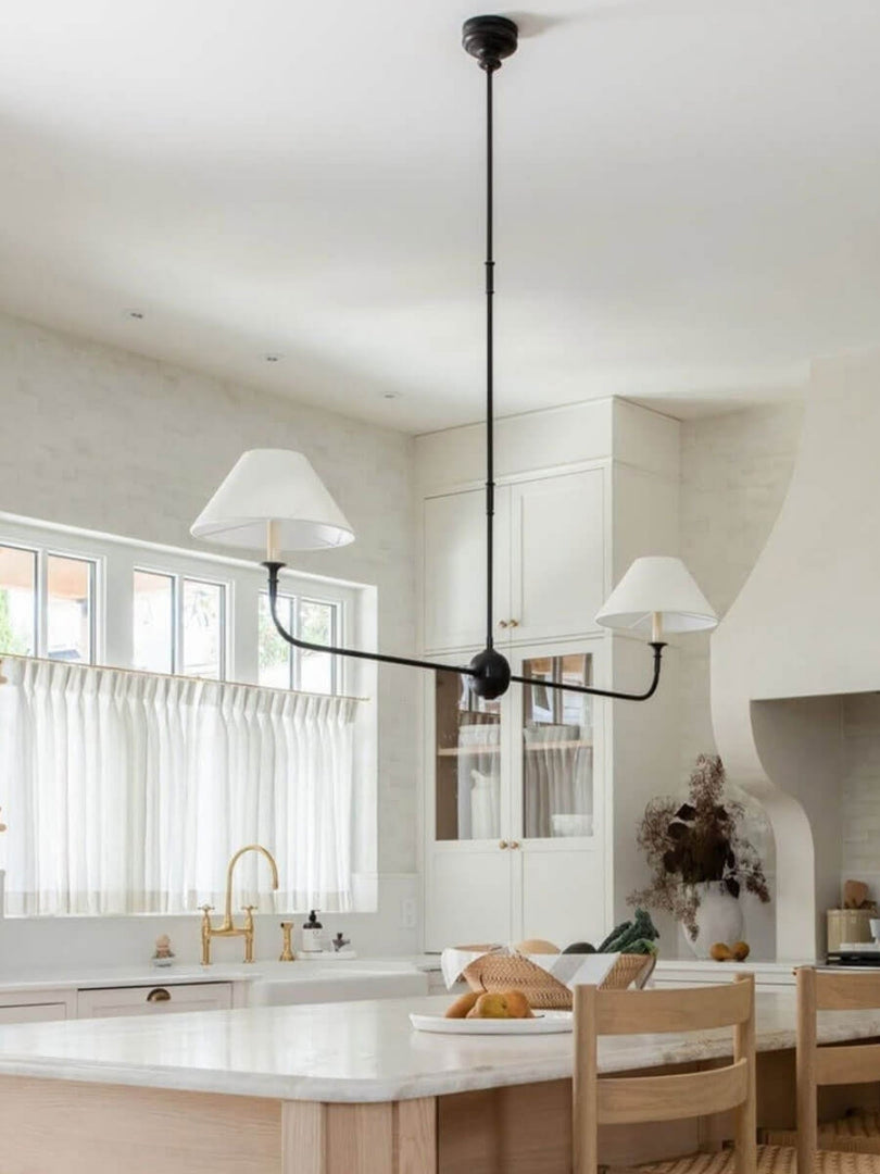 Sleek Chandelier Featuring Layered Linear Silhouette