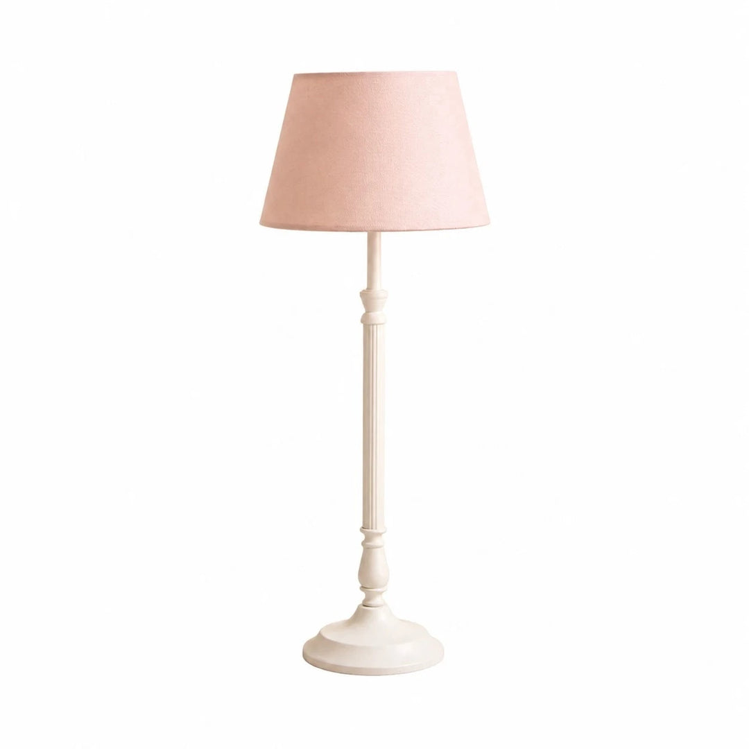 Dusty pink fabric shade French country metal table lamp