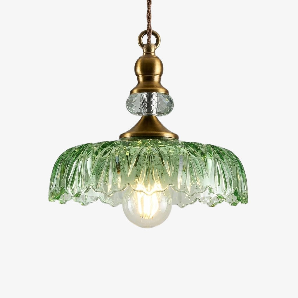Verdoma Flower Glass Pendant Light - Vintage Floral Design for Living and Dining U01