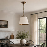 Cargar imagen en el visor de la Galería, Vintage Solid Brass Pendant Light with White Fabric Shade