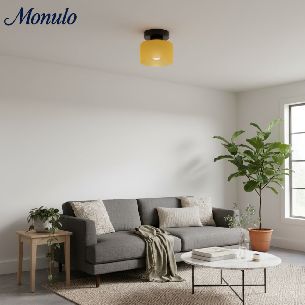 Plafonnier moderne cylindrique en verre minimaliste Moriglaze pour entrée et salon