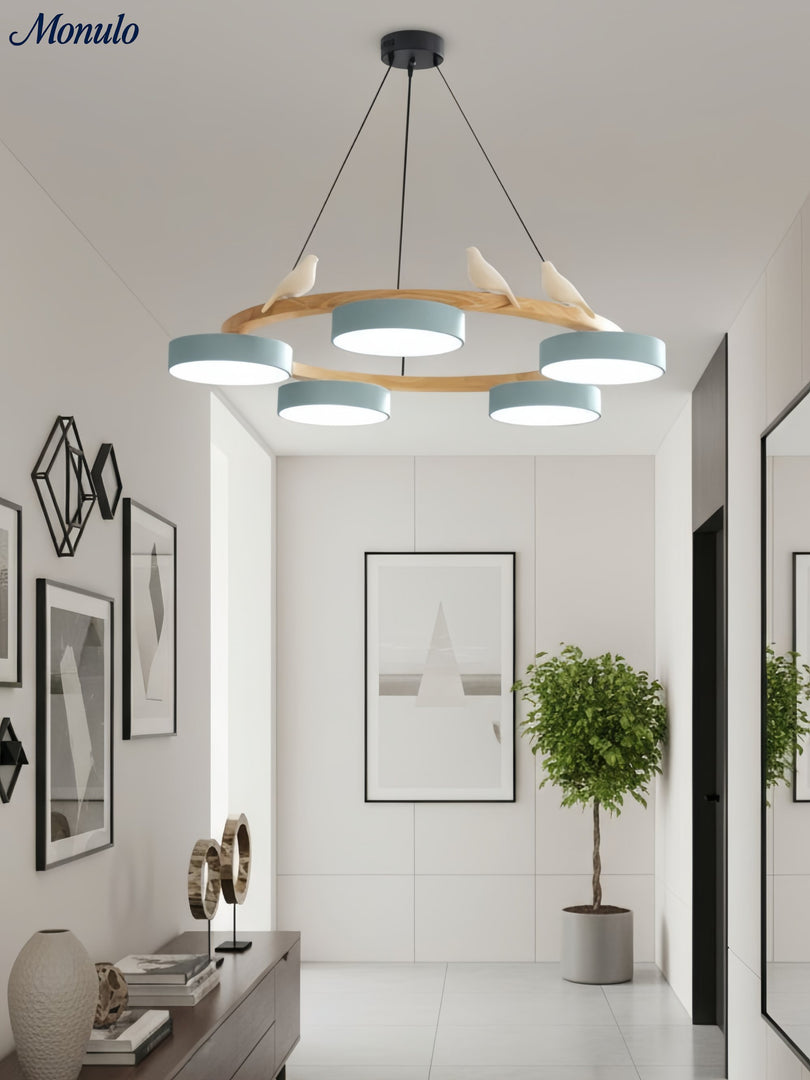 Modern Creative Colourful Circle Bird Chandelier