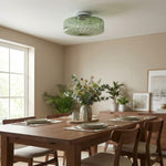 Load image into Gallery viewer, Coloria Vintage Green Glass Ripple Ceiling Light - Classic Ceiling Lamp for Dining Room Entryway and Hallway