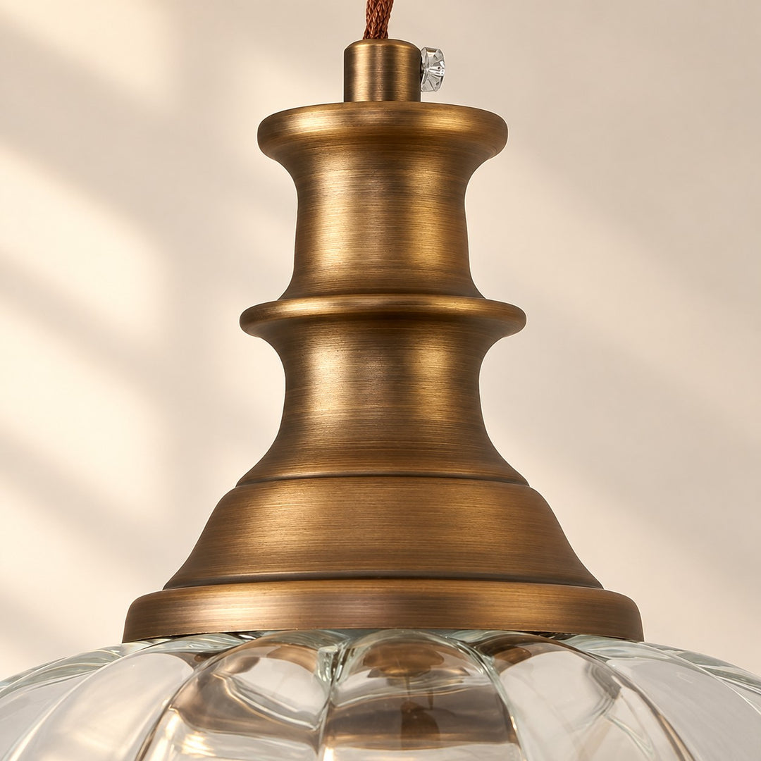 Vintage Fluted Glass Pendant Light for Kitchen & Dining