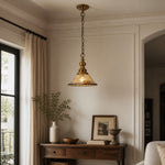 Bild in Gallery-Viewer laden, Brass and Amber Glass Mini Pendant Light