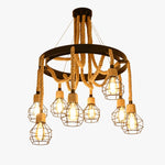 Load image into Gallery viewer, Rope-Wrapped Industrial Ring Chandelier