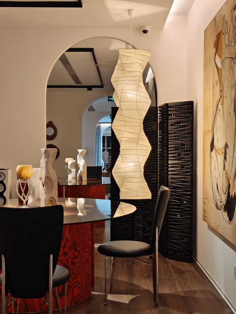 Textured Washi Paper Swag Pendant Light