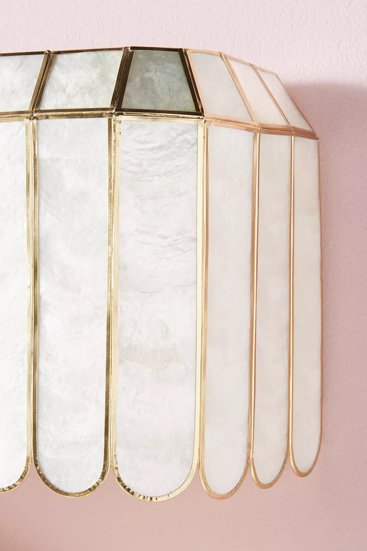 Lumica Retro Faceted Sconce - Brass Capiz Shell Wall Light for Bedroom