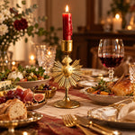 Load image into Gallery viewer, Gold Metal Bow and Milagro Heart Candle Holders