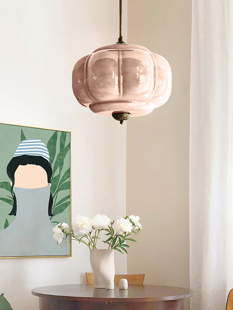 Suspension semi-encastrée vintage Eloise en verre laiteux 