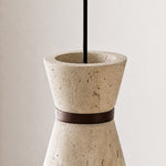 Bild in Gallery-Viewer laden, Top opening and cord detail on travertine pendant shade