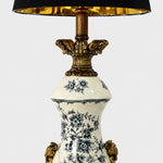 Load image into Gallery viewer, Blue porcelain motif body and carved brass tone detail